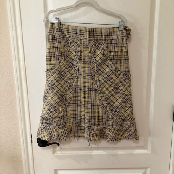 Anthropologie Plaid Ruffle Trim Elevenses‎ Skirt Size 6 - Picture 1 of 3